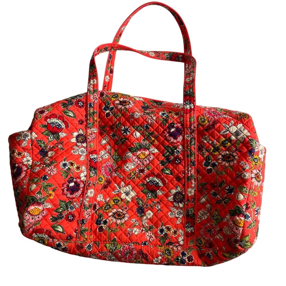 Vera Bradley Iconic Large Duffle Floral Coral Pattern - Picture 3 of 10